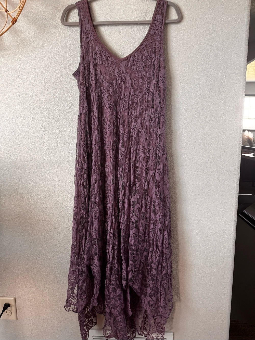 VTG! Gasp Lavender Asymmetrical Lace Sleeveless Dress. Fairycore. Size XL